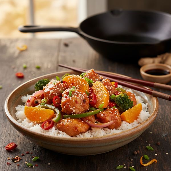 Tangy Szechuan Orange Chicken Stir-Fry recipe