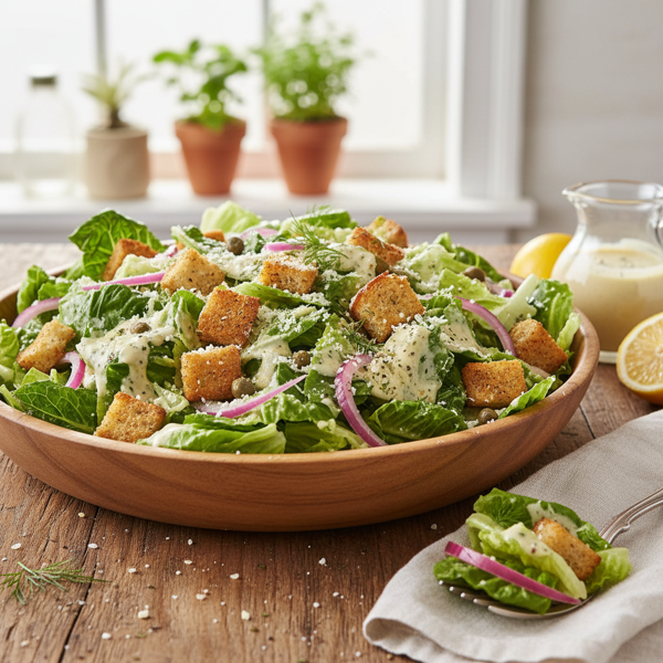 Tangy Vegan Caesar Salad with Zesty Dressing recipe