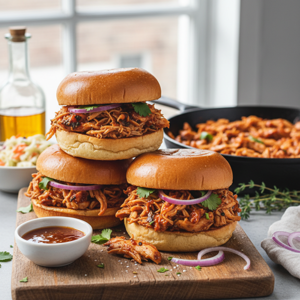 Tangy Vinegar-Infused Pulled Chicken Sandwiches recipe