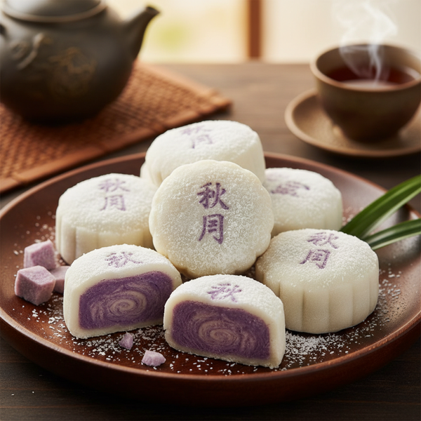 Taro and Coconut Snow Skin Mooncakes recipe