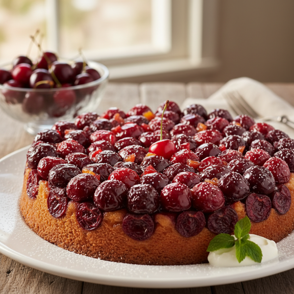 Tart Cherry Bliss Upside Down Cake recipe