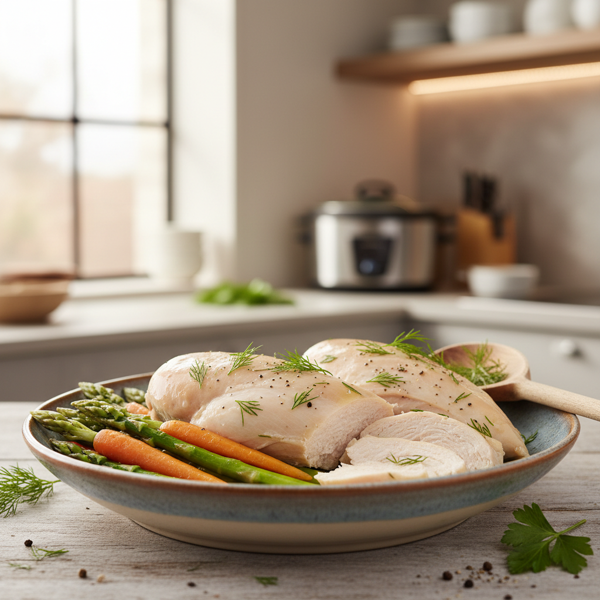 Tender Crock Pot Poached Chicken Breasts recipe