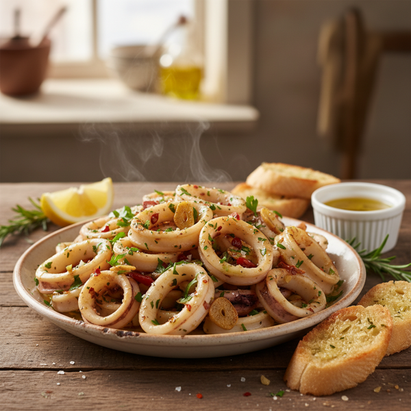 Tender Garlic-Infused Calamari recipe