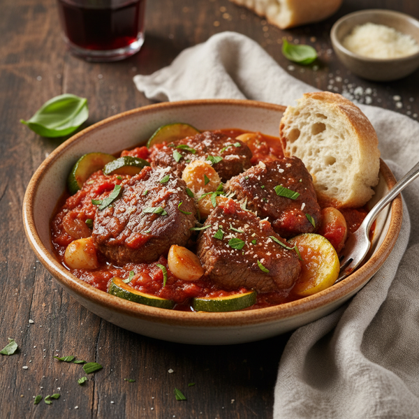 Tender Italian Braised Cube Steak with Zucchini recipe