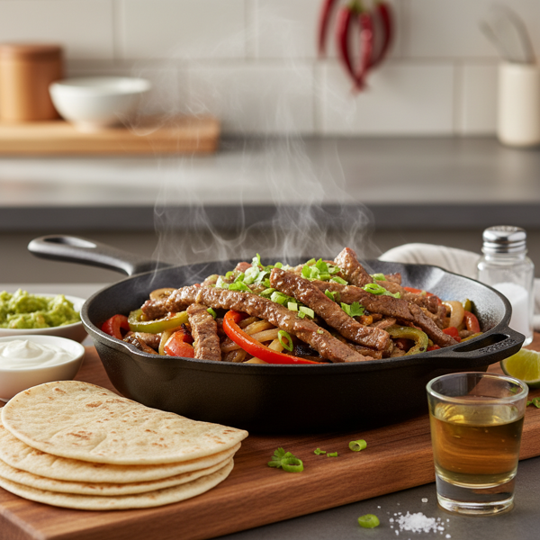 Tequila-Infused Beef Fajitas recipe