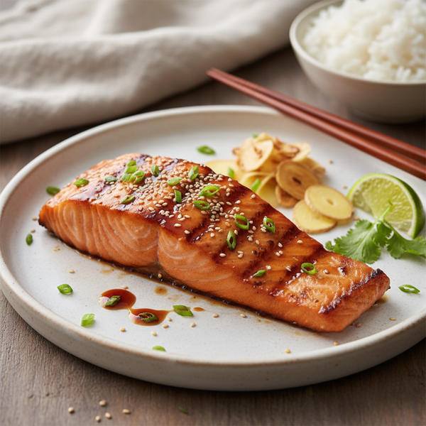 Teriyaki-Glazed Grilled Salmon with Garlic and Ginger recipe