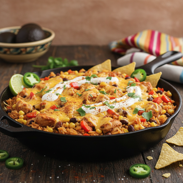 Tex-Mex Chicken & Rice Fiesta Skillet recipe