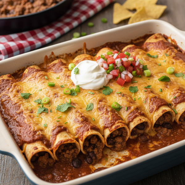 Texas-Style Beef and Bean Enchiladas recipe
