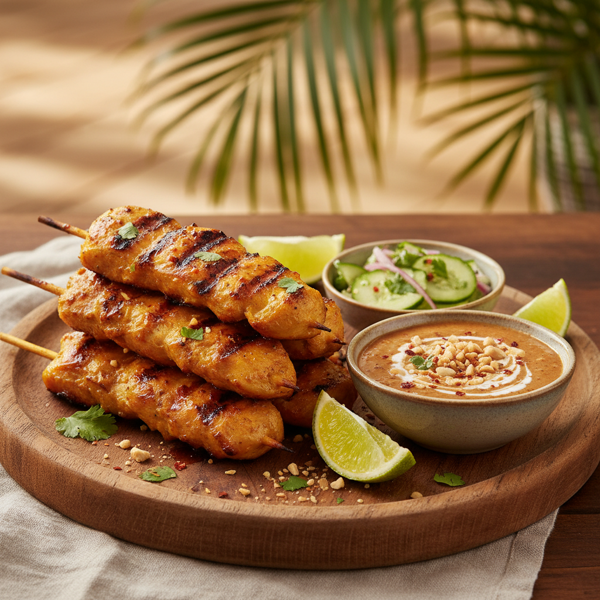 Thai-Style Grilled Chicken Satay with Spicy Peanut Sauce recipe