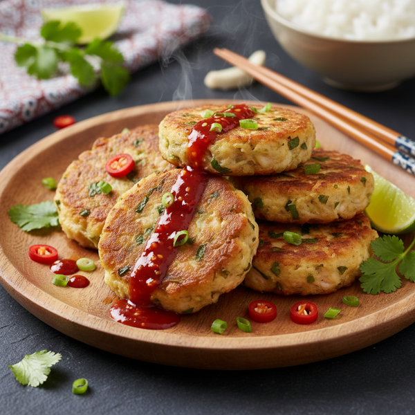 Thai-inspired Prawn Ginger Cakes with Chilli Drizzle recipe