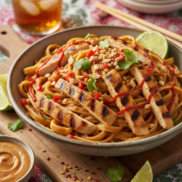 Thai Peanut Chicken Fettuccine recipe