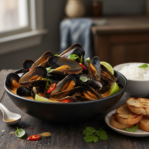 Thai Red Curry Mussels with Coconut Broth recipe