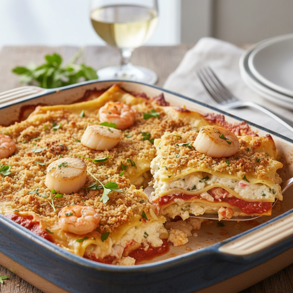Three-Delight Seafood Lasagna recipe