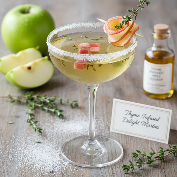 Thyme Infused Apple Delight Martini recipe