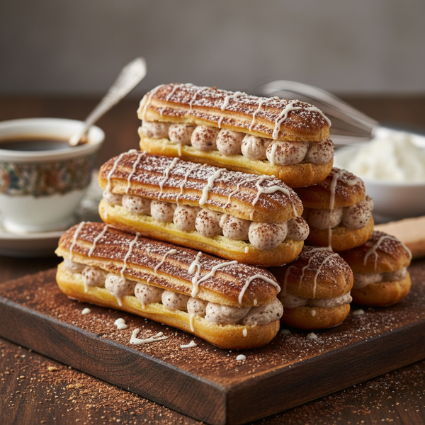 Tiramisu-Flavored Mini Eclairs recipe