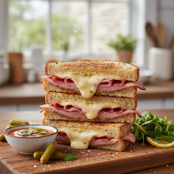 Toasted Ham and Gruyere Delight Sandwiches recipe