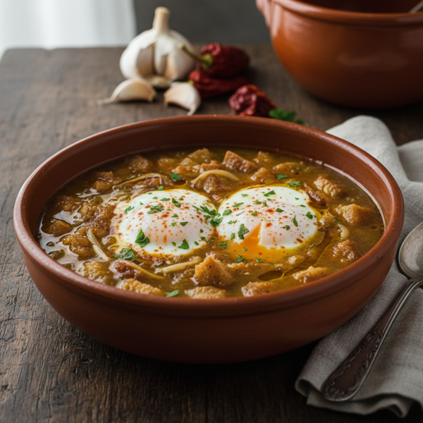 Traditional Basque Ajo Soup with Eggs recipe