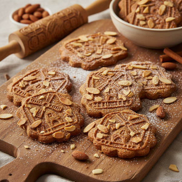 Traditional Dutch Speculaas Cookies with Almond Topping recipe