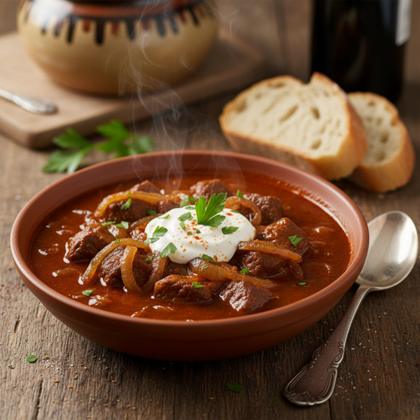 Traditional Hungarian Goulash with Onion-Braised Beef recipe