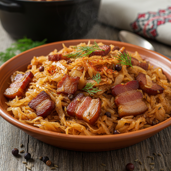 Traditional Hungarian Sauerkraut with Smoky Bacon recipe