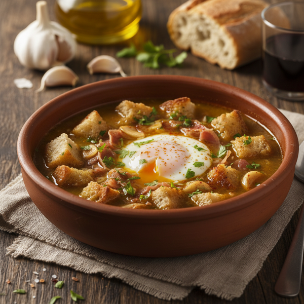 Traditional Spanish Sopa de Ajo - Rustic Garlic Soup recipe