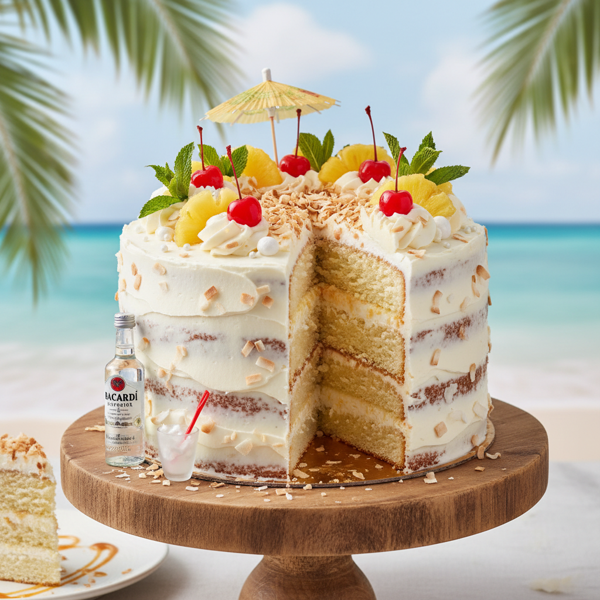 Tropical Bacardi Pina Colada Layer Cake recipe