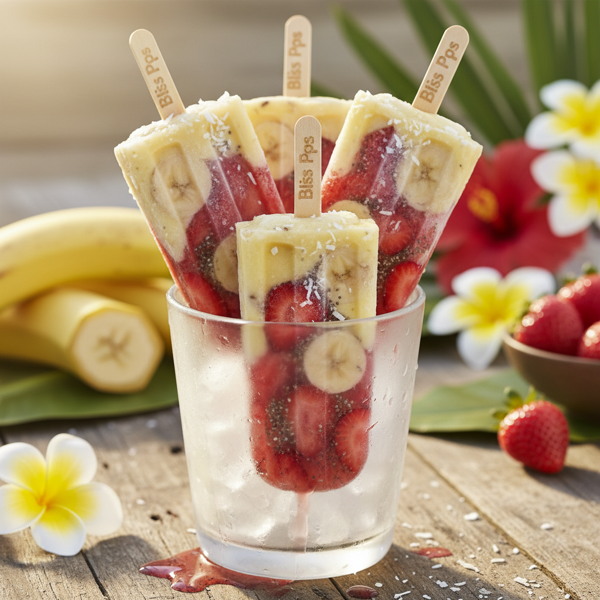 Tropical Banana-Strawberry Bliss Popsicles recipe