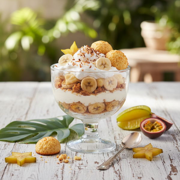 Tropical Banana Coconut Macaroon Trifle recipe