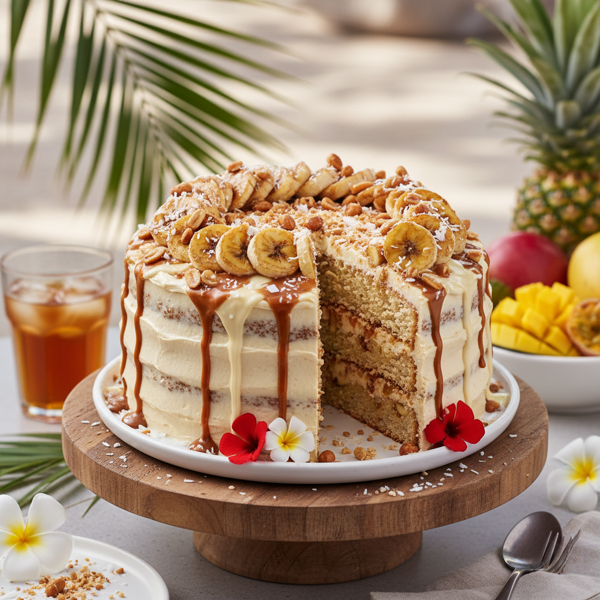 Tropical Banana & Peanut Delight Cake recipe