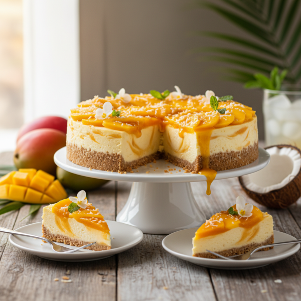Tropical Bliss Coconut Mango Cheesecake recipe
