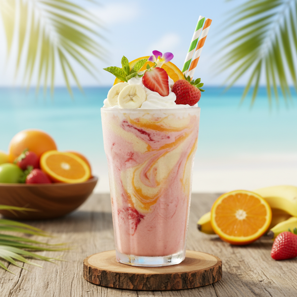 Tropical Bliss Strawberry-Orange Banana Smoothie recipe
