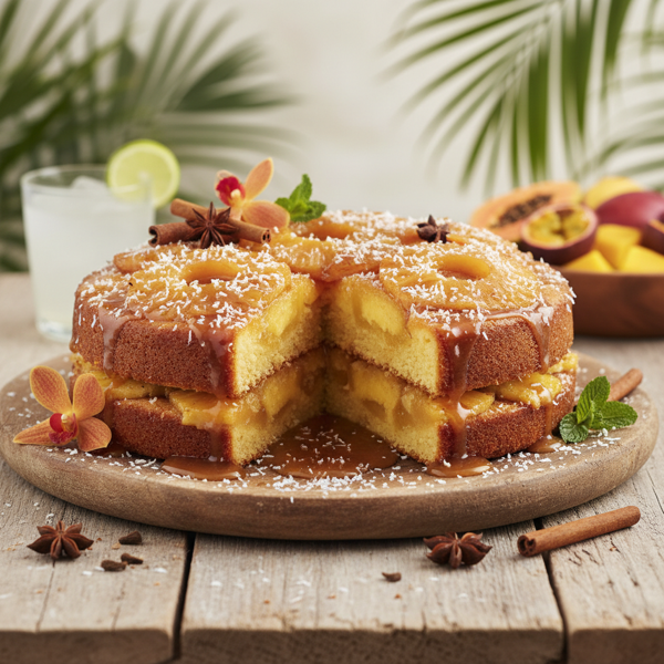 Tropical Buttered Rum Pineapple Paradise Cake recipe