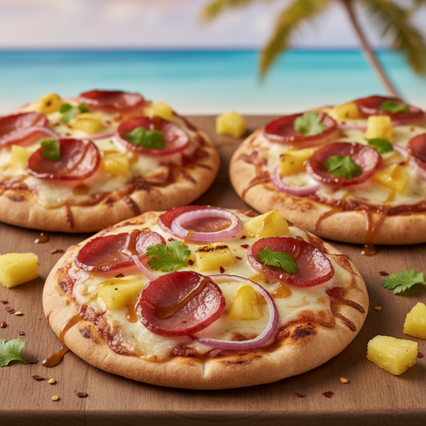 Tropical Canadian Bacon Pita Pizzas recipe