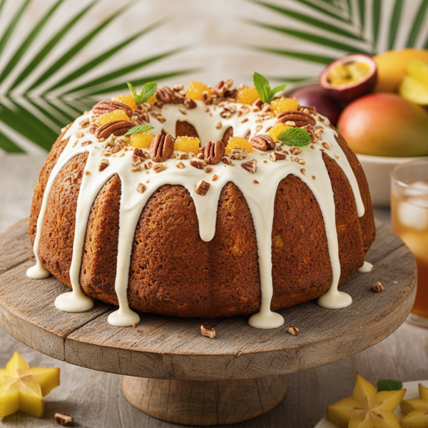 Tropical Carrot Pineapple Bundt Cake with Creamy Pecan Frosting recipe