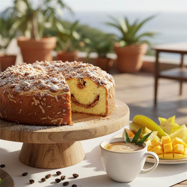 Tropical Cheddar Coconut Coffee Cake recipe