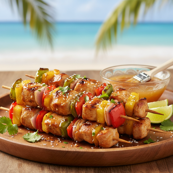 Tropical Chicken Kabobs with Pineapple Glaze recipe