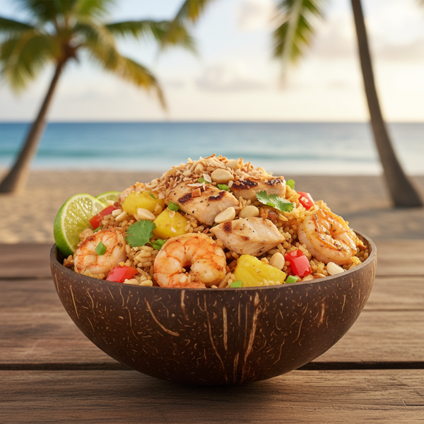 Tropical Chicken Macadamia Fried Rice recipe