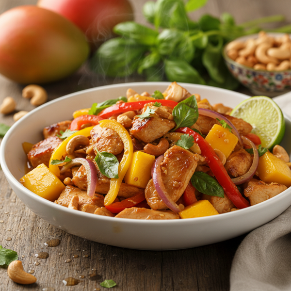 Tropical Chicken Mango Basil Stir-Fry recipe