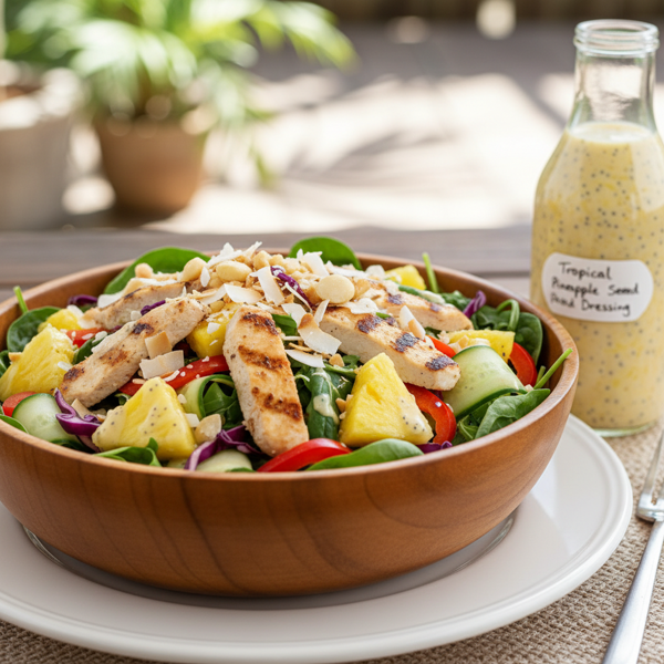 Tropical Chicken Salad with Pineapple Poppy Seed Dressing recipe