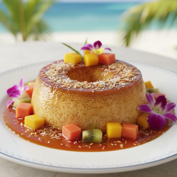 Tropical Coconut Caramel Custard Flan recipe