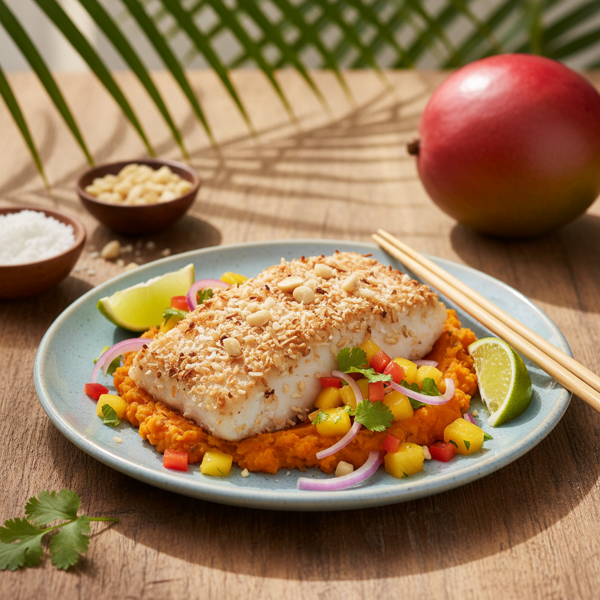 Tropical Coconut Macadamia Halibut Delight recipe