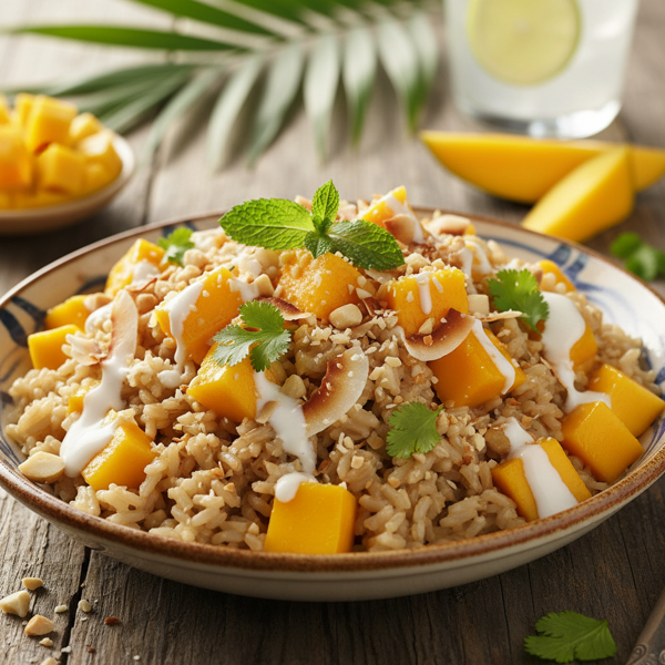 Tropical Coconut Mango Brown Rice Delight recipe