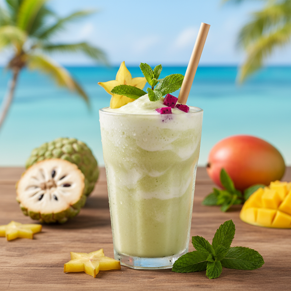 Tropical Custard Apple Mint Delight Smoothie recipe