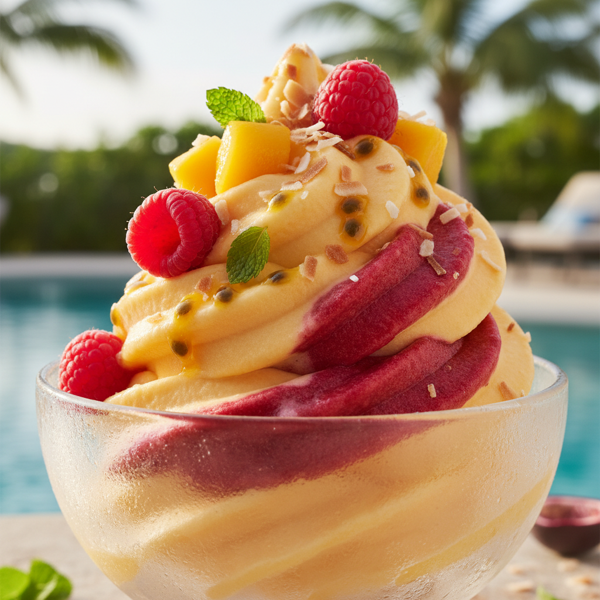 Tropical Delight Mango Raspberry Frozen Yogurt recipe