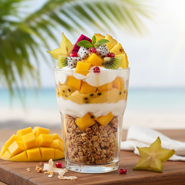 Tropical Fruit Crunch Parfait recipe