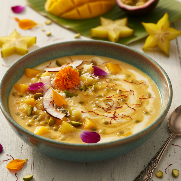 Tropical Fruit Kheer with Saffron Yogurt recipe