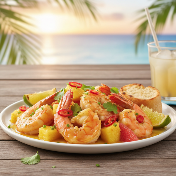 Tropical Garlic Lemon Butter Prawns recipe