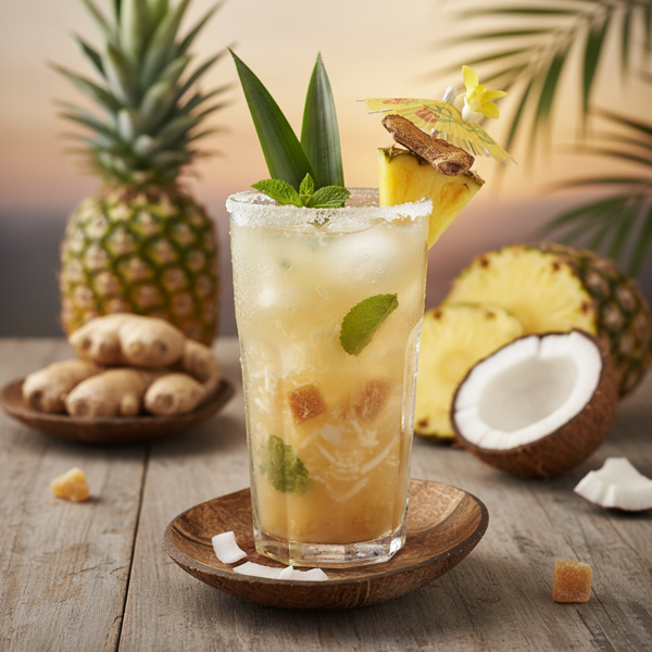Tropical Ginger Coconut Pineapple Juice recipe