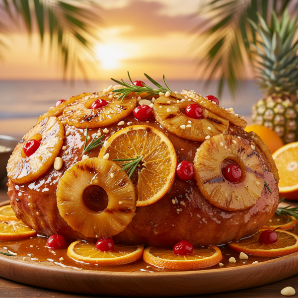Tropical Glazed Ham with Pineapple and Orange recipe