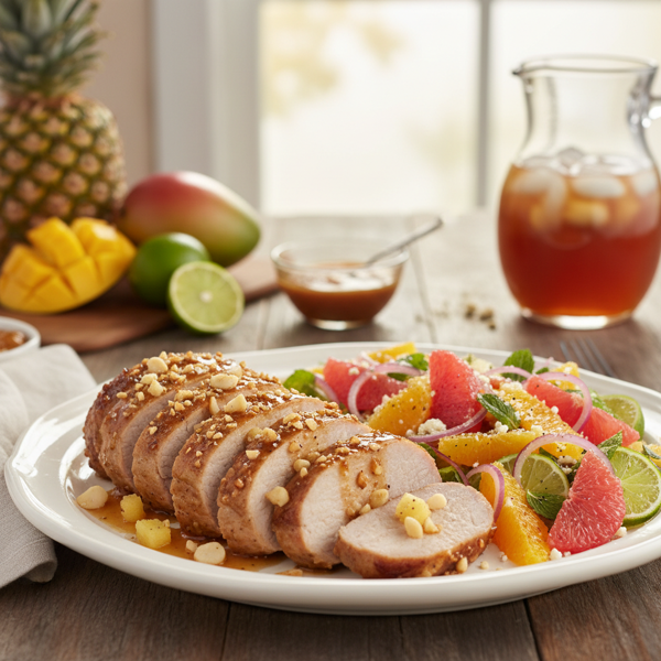 Tropical Glazed Pork Tenderloin with Citrus Salad recipe